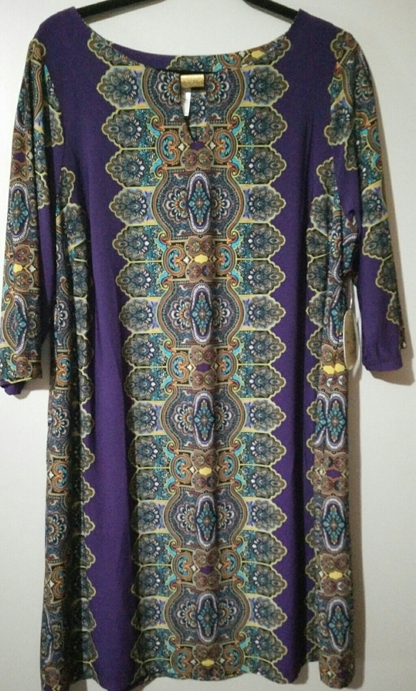 NWT EMMA & MICHELE Purple Art Deco Dress 1XP